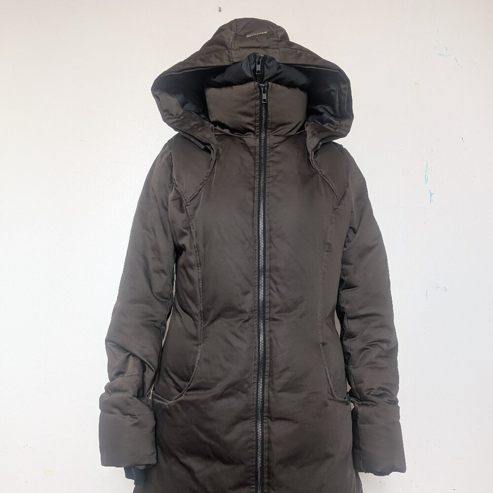 Soia & Kyo Mid Length Down Parka Coat, Chocolate Brown Size Small